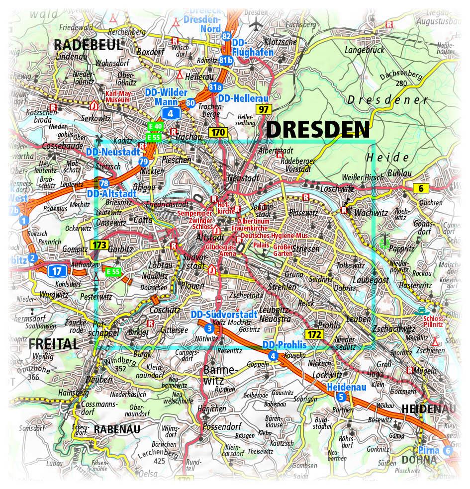 Beispielinhalt (Bild) Dresden Stadtplan 1:16 000