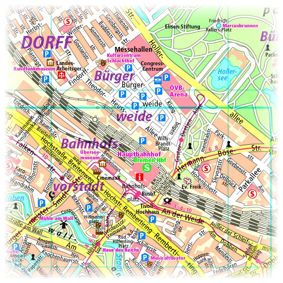 Beispielinhalt (Bild) Bremen. Stadtplan 1:16 000