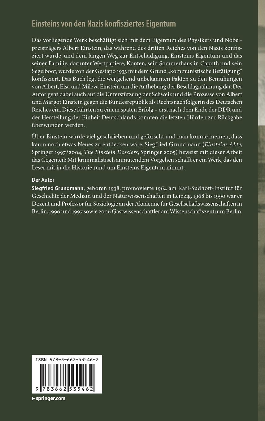 Rückseitencover Einsteins von den Nazis konfisziertes Eigentum