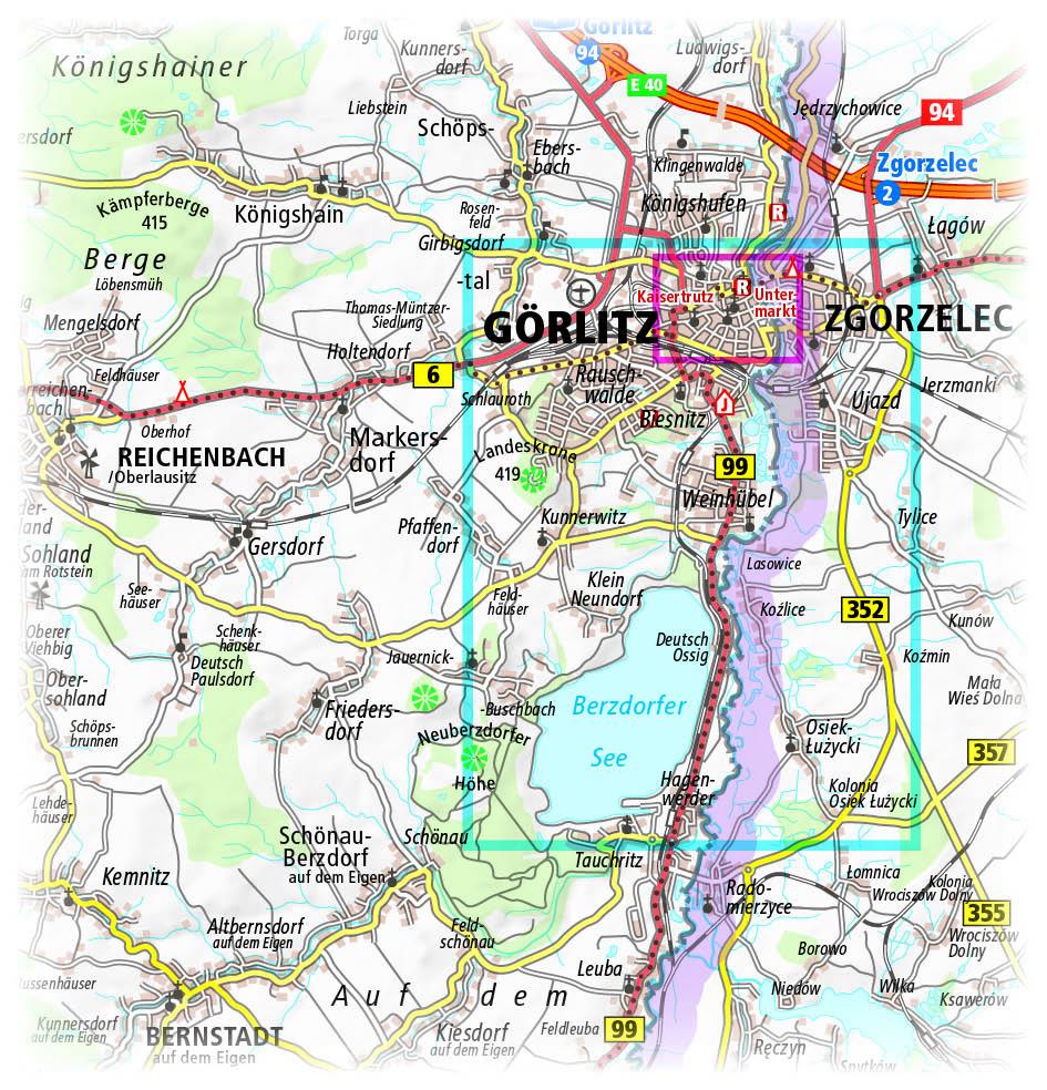 Beispielinhalt (Bild) Görlitz / Zgorzelec. Stadtplan 1:14 000
