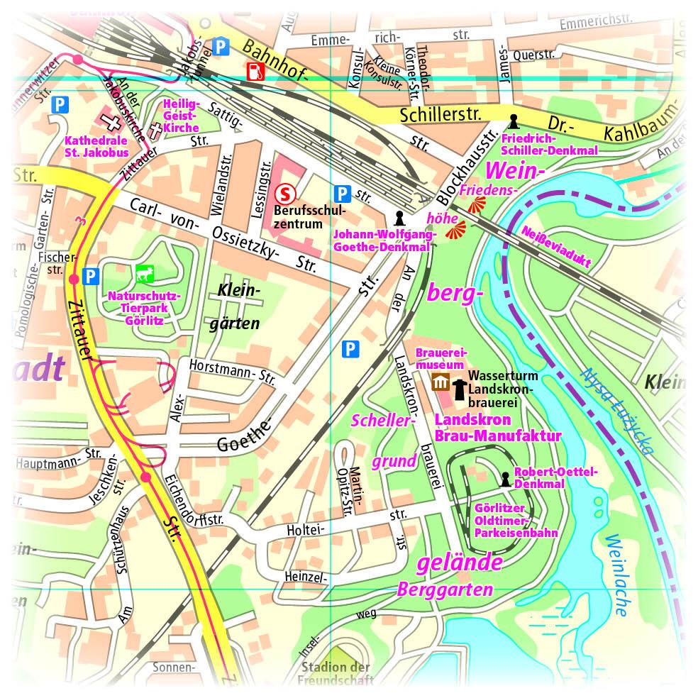 Beispielinhalt (Bild) Görlitz / Zgorzelec. Stadtplan 1:14 000