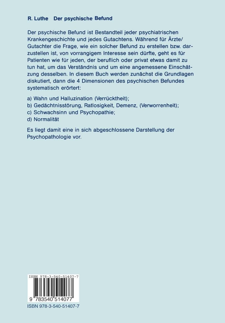 Rückseitencover Der psychische Befund