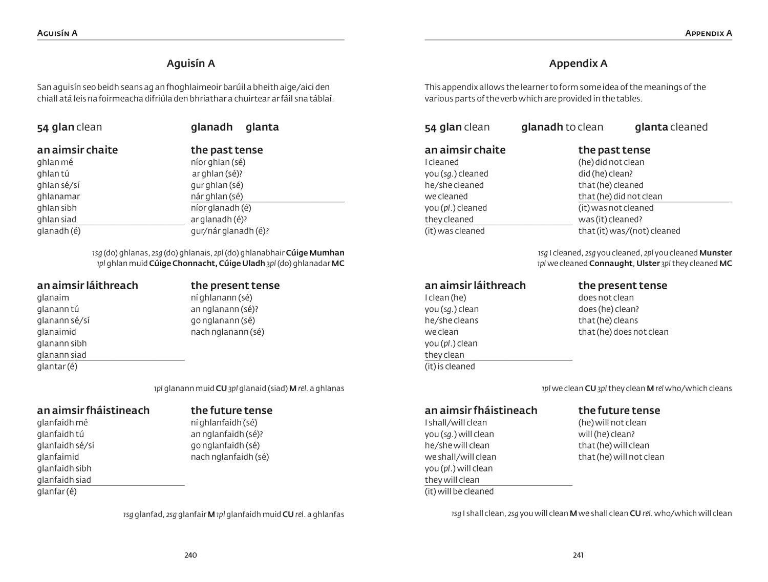 Beispielinhalt (Bild) Irish Verbs