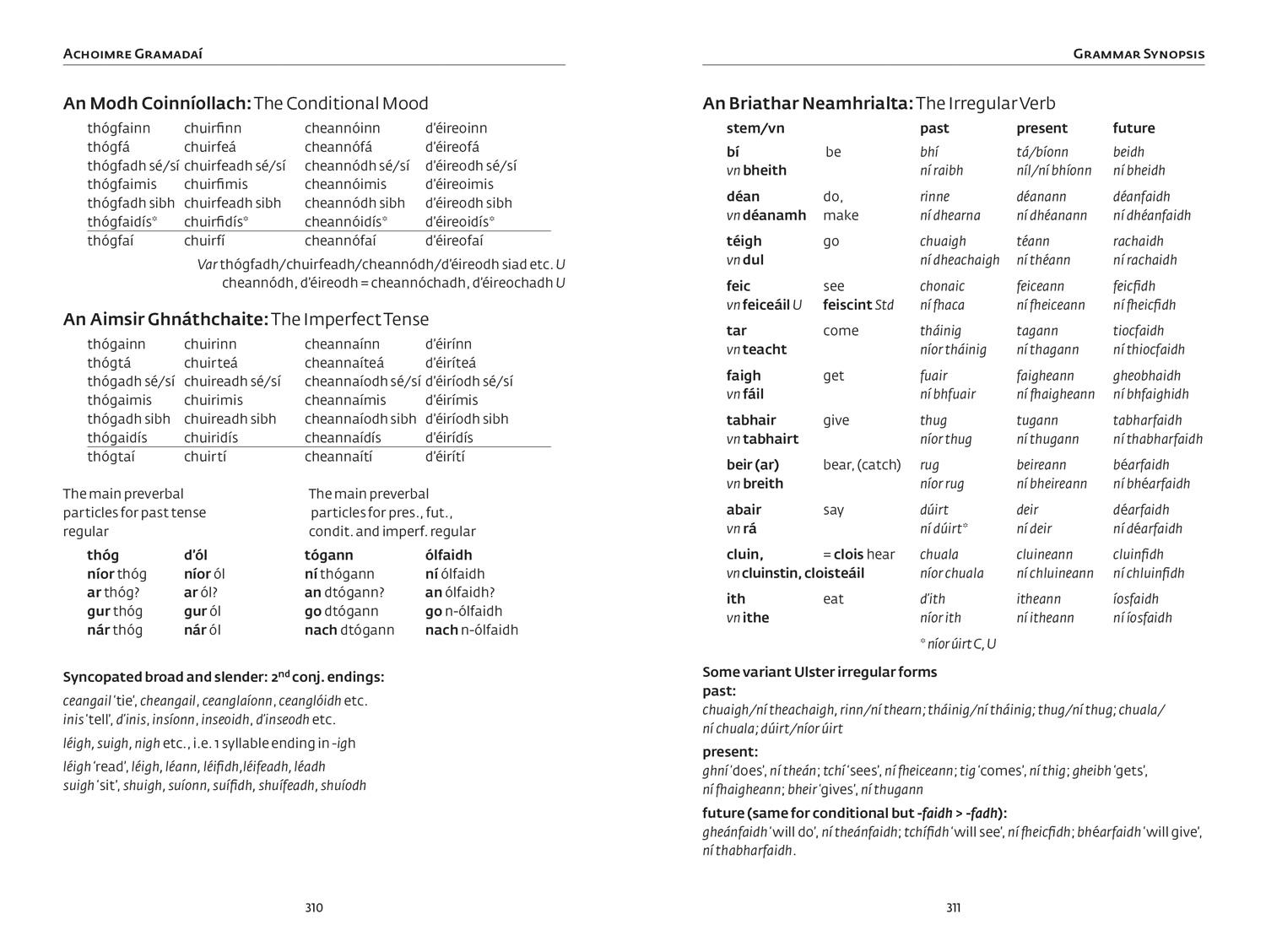Beispielinhalt (Bild) Irish Verbs