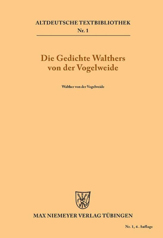 Vorderes Coverbild Die Gedichte Walthers von der Vogelweide