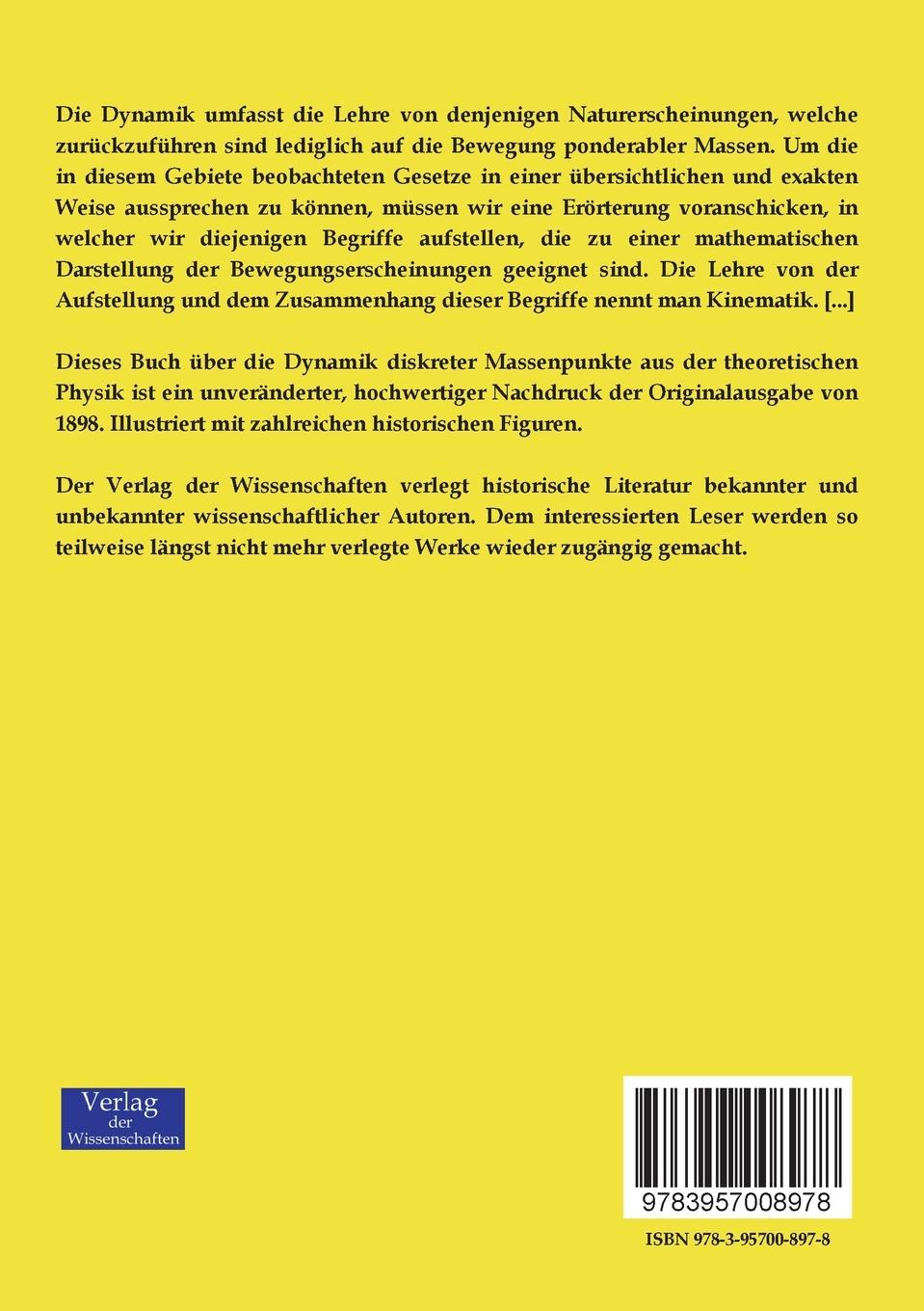 Rückseitencover Die Dynamik diskreter Massenpunkte