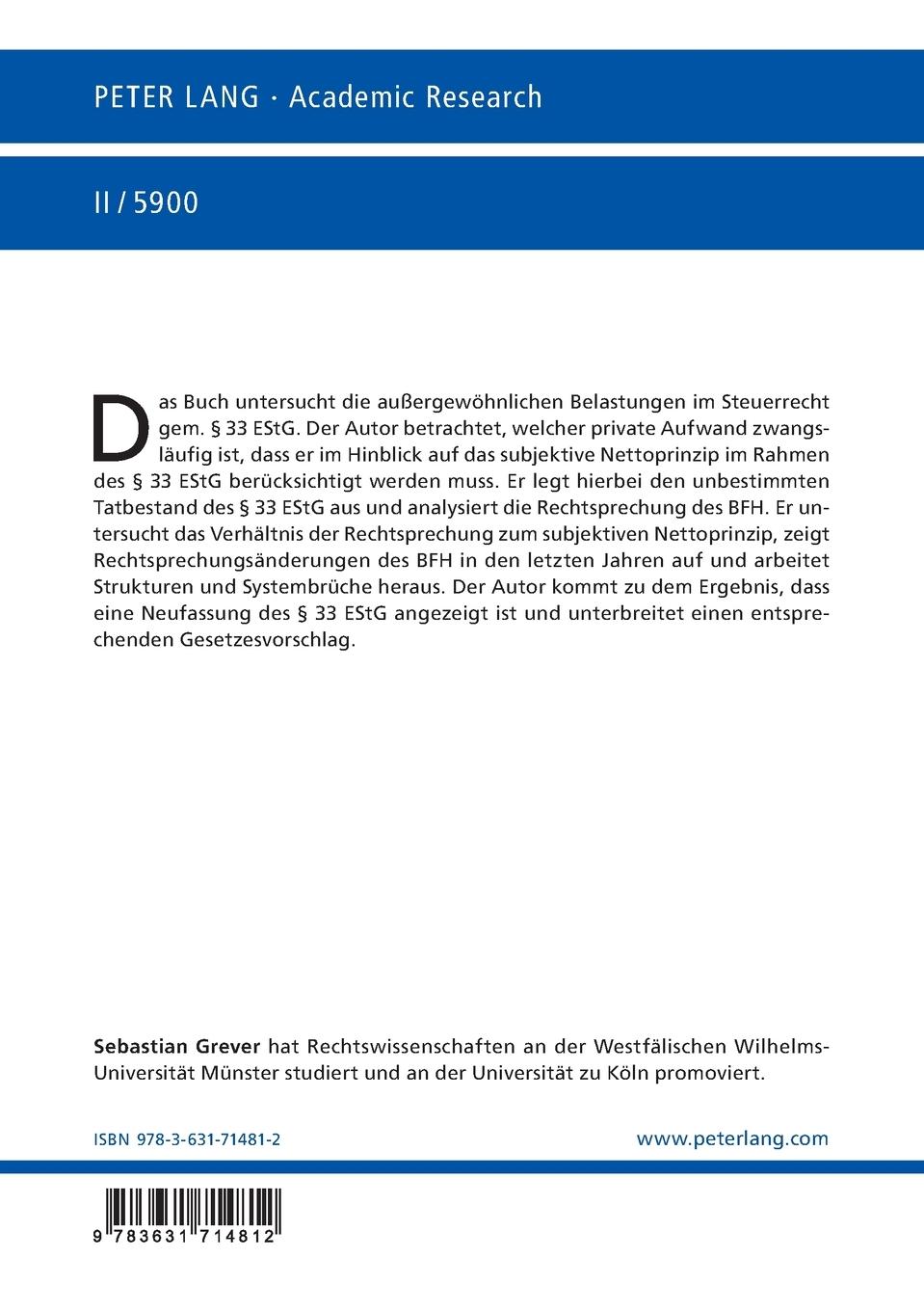 Rückseitencover Außergewöhnliche Belastungen im Steuerrecht