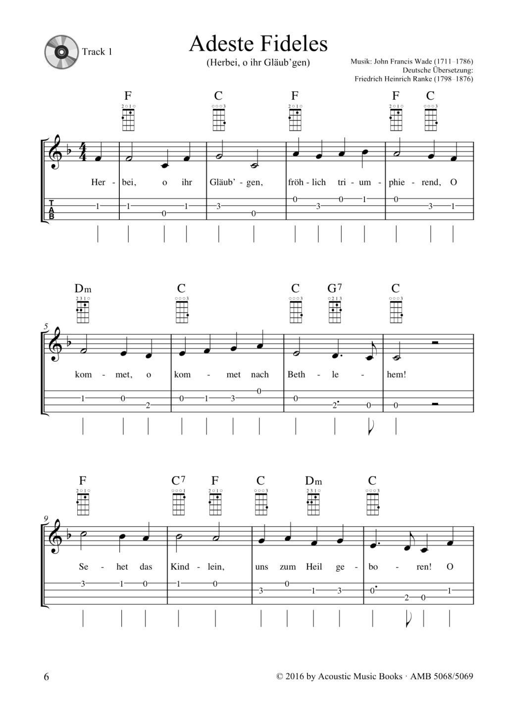 Beispielinhalt (Bild) Komm, wir spielen Ukulele! Das Weihnachtsalbum für Kinder und Erwachsene.