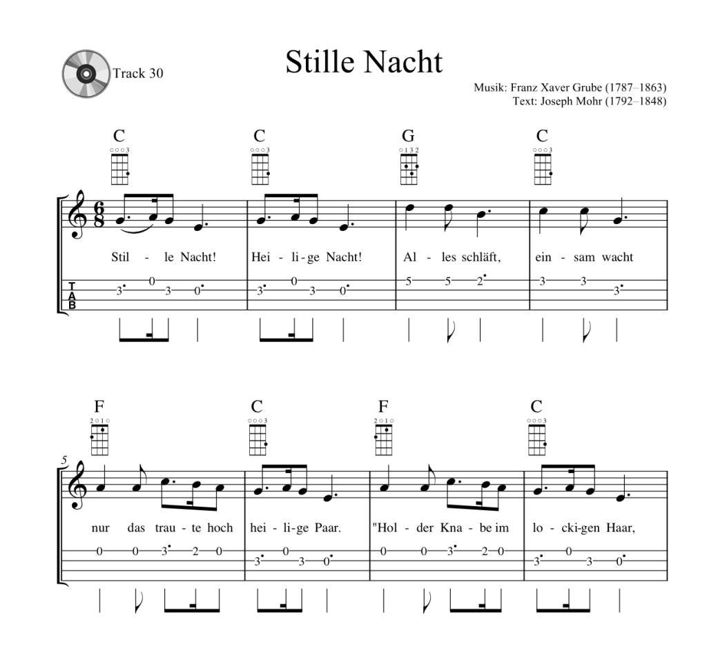 Beispielinhalt (Bild) Komm, wir spielen Ukulele! Das Weihnachtsalbum für Kinder und Erwachsene.