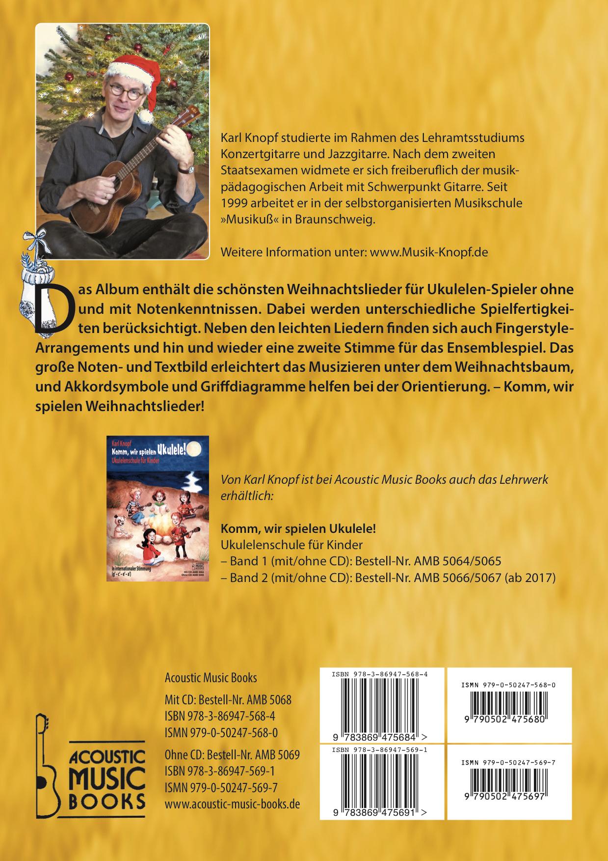 Rückseitencover Komm, wir spielen Ukulele! Das Weihnachtsalbum für Kinder und Erwachsene.