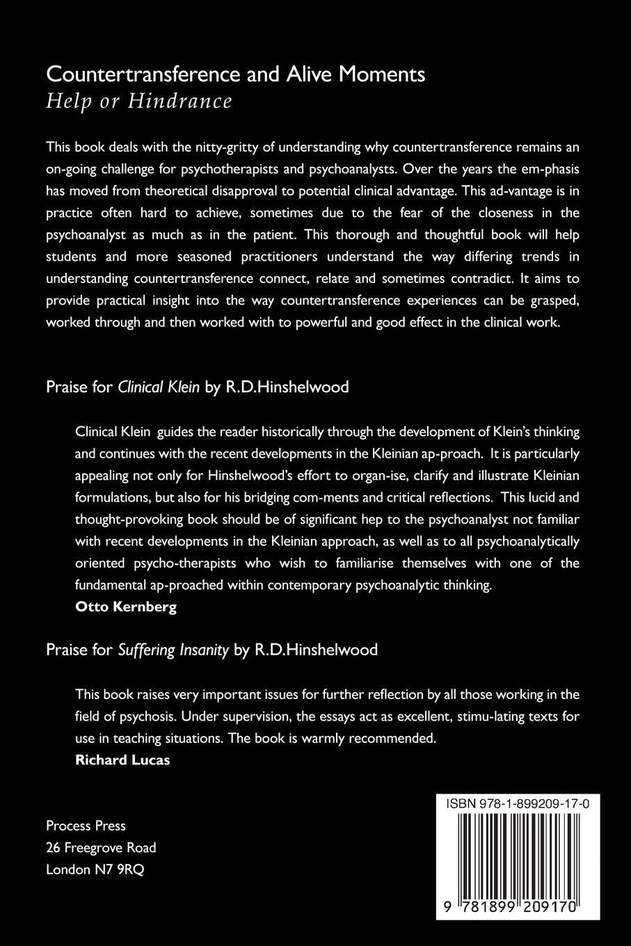 Rückseitencover Countertransference and Alive Moments