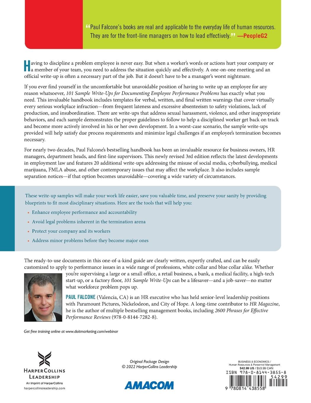 Rückseitencover The 101 Sample Write-Ups for Documenting Employee Performance Problems