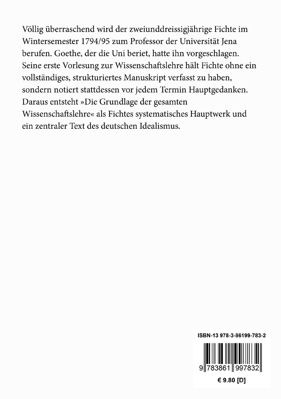 Rückseitencover Grundlage der gesammten Wissenschaftslehre