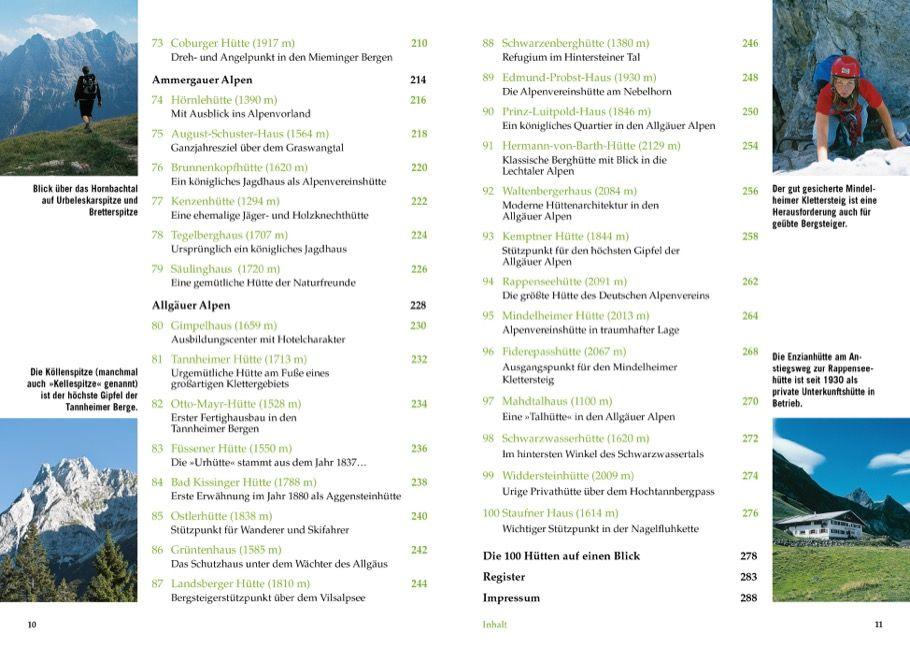 Beispielinhalt (Bild) Das große Hüttenwanderbuch