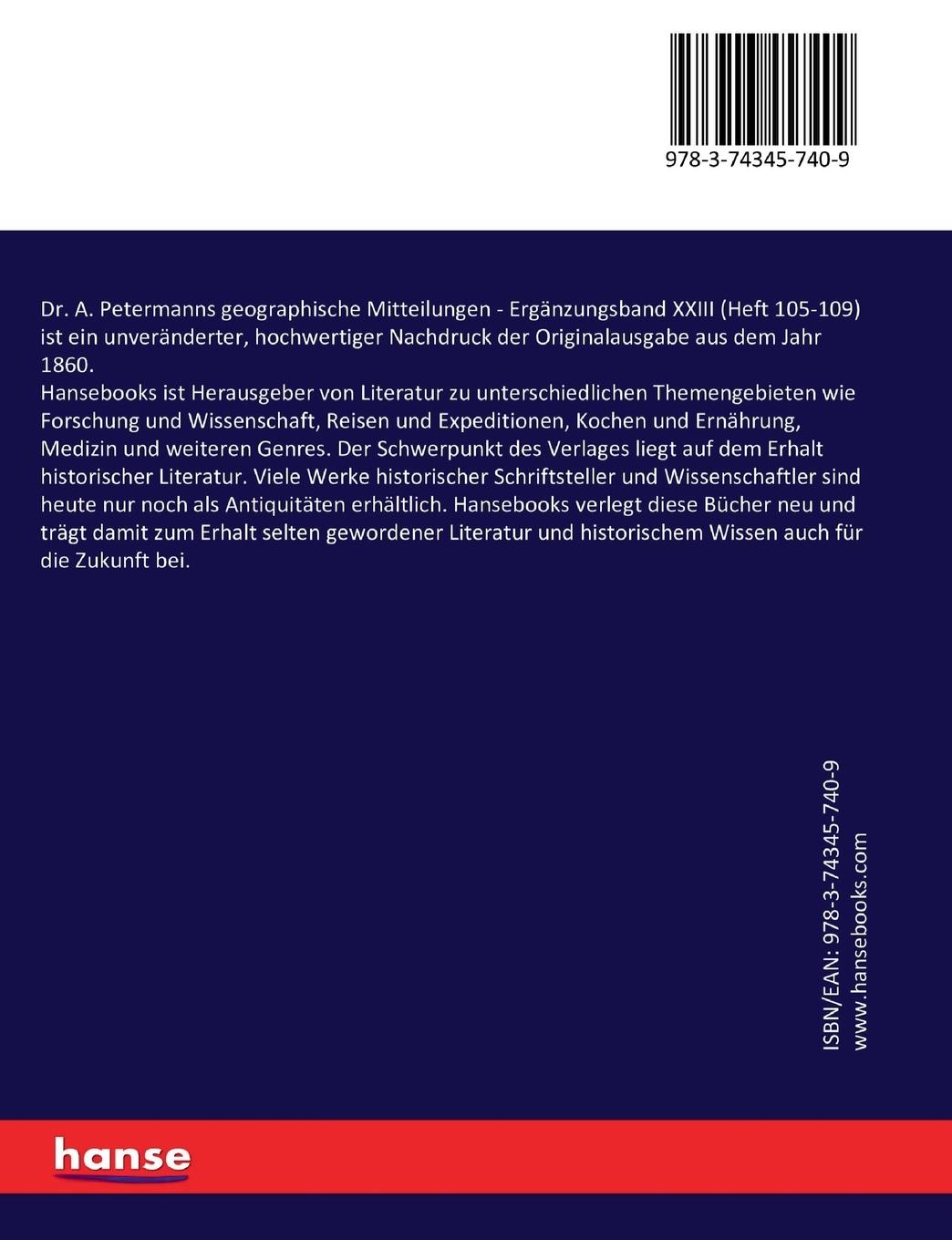 Rückseitencover Dr. A. Petermanns geographische Mitteilungen