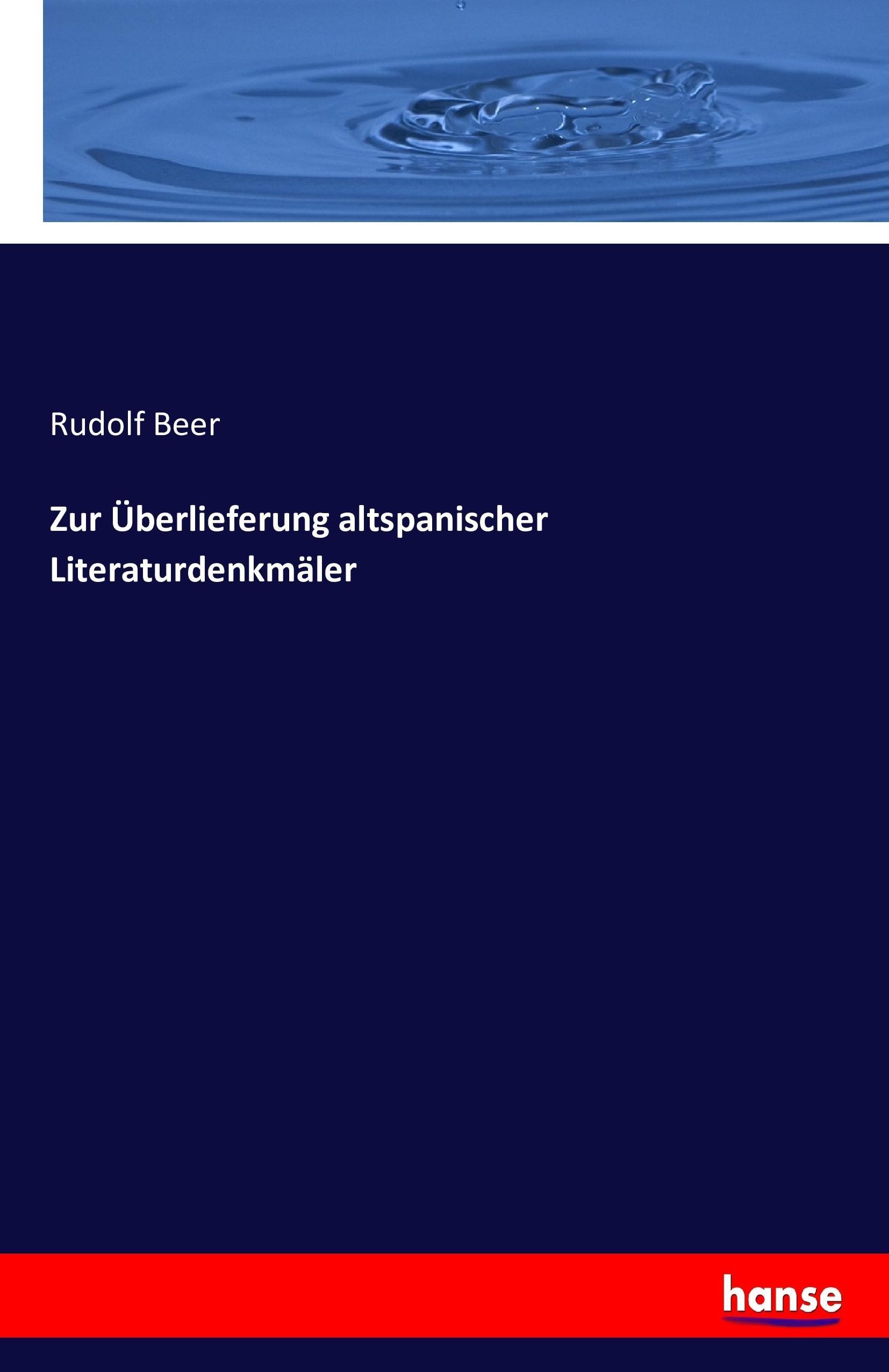 Vorderes Coverbild Zur Überlieferung altspanischer Literaturdenkmäler