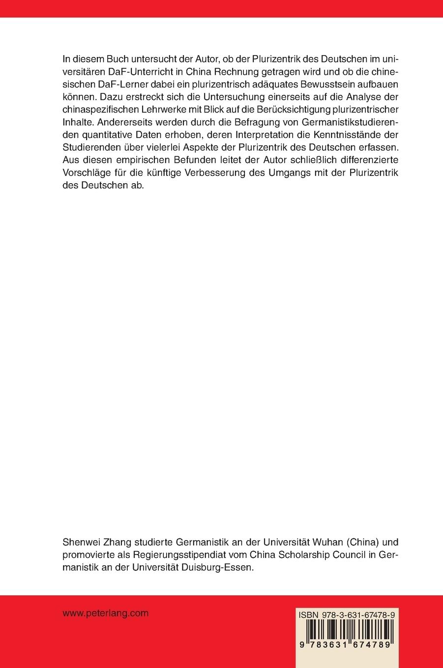 Rückseitencover Nationale und regionale Standardvarianten des Deutschen im Unterricht von Deutsch als Fremdsprache für Chinesen