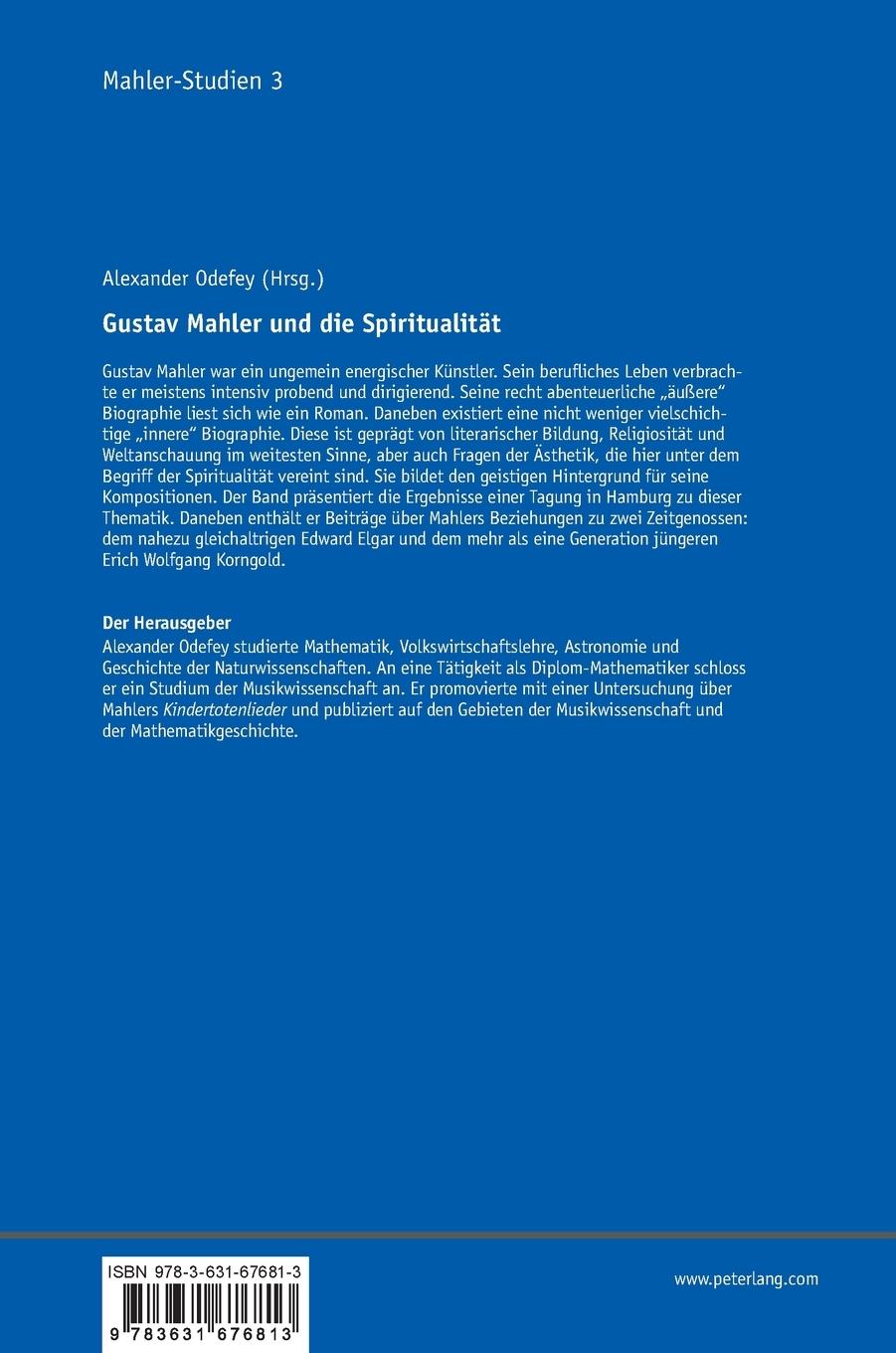 Rückseitencover Gustav Mahler und die Spiritualität