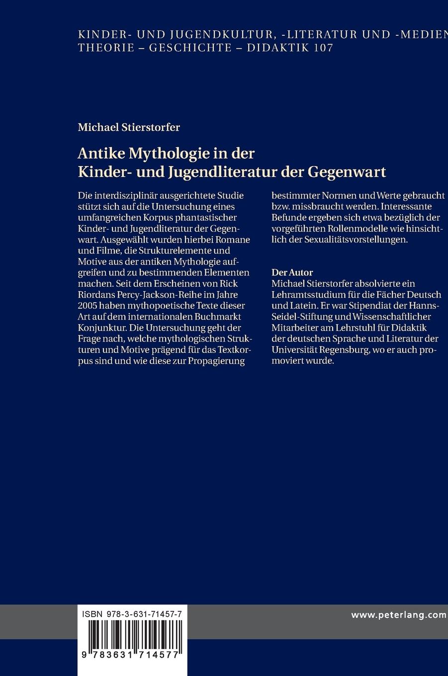Rückseitencover Antike Mythologie in der Kinder- und Jugendliteratur der Gegenwart