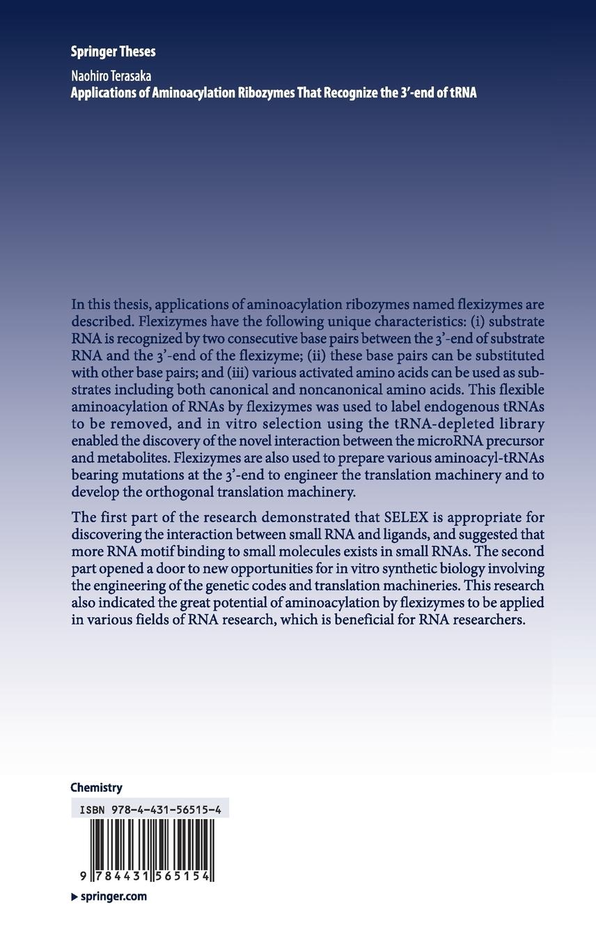 Rückseitencover Applications of Aminoacylation Ribozymes That Recognize the 3′-End of Trna