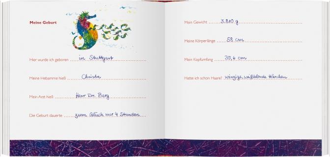 Beispielinhalt (Bild) Die kleine Raupe Nimmersatt - Mein Babyalbum - Rot