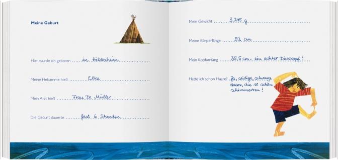 Beispielinhalt (Bild) Die kleine Raupe Nimmersatt - Mein Babyalbum - Blau