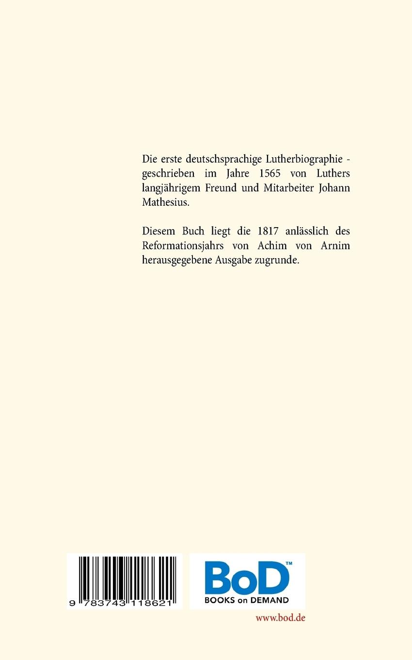 Rückseitencover Das Leben Dr. Martin Luthers
