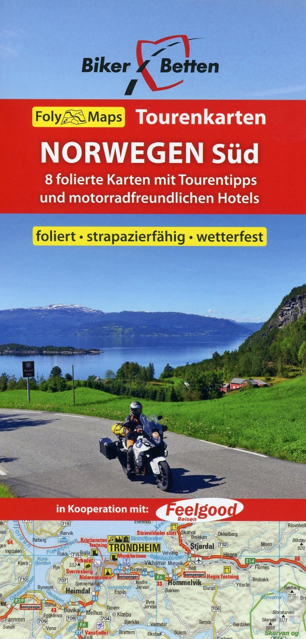 Vorderes Coverbild Norwegen Süd 1 : 600 000. 8 folierte Karten mit Tourentipps und motorradfreundlichen Hotels