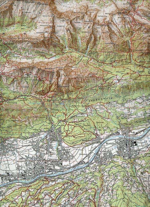 Beispielinhalt (Bild) DAV Alpenvereinskarte 33 Tuxer Alpen 1 : 50 000 Wegmarkierung