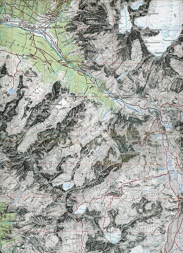 Beispielinhalt (Bild) DAV Alpenvereinskarte 31/1 Stubaier Alpen Hochstubai 1 : 25 000 Wegmarkierungen