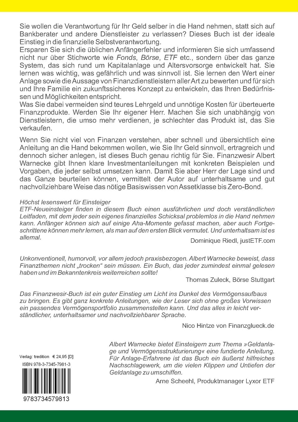 Rückseitencover Der Finanzwesir 2.0 - Was Sie über Vermögensaufbau wirklich wissen müssen. Intelligent Geld anlegen und finanzielle Freiheit erlangen mit ETF und Index-Fonds