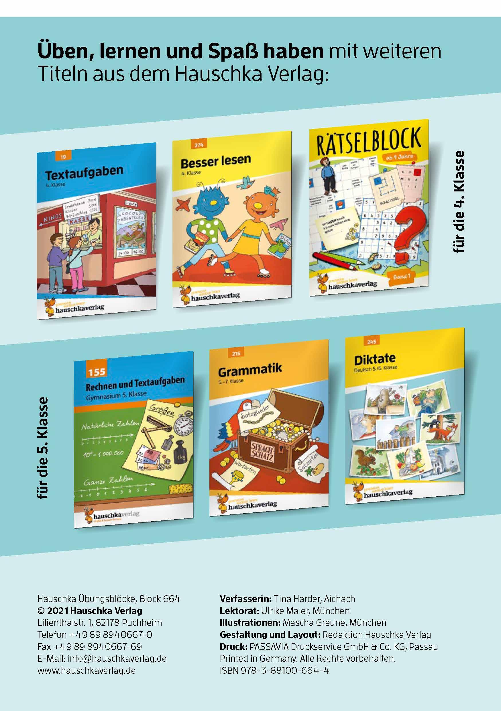 Beispielinhalt (Bild) Quer durch die 4. Klasse, Mathe und Deutsch - Übungsblock