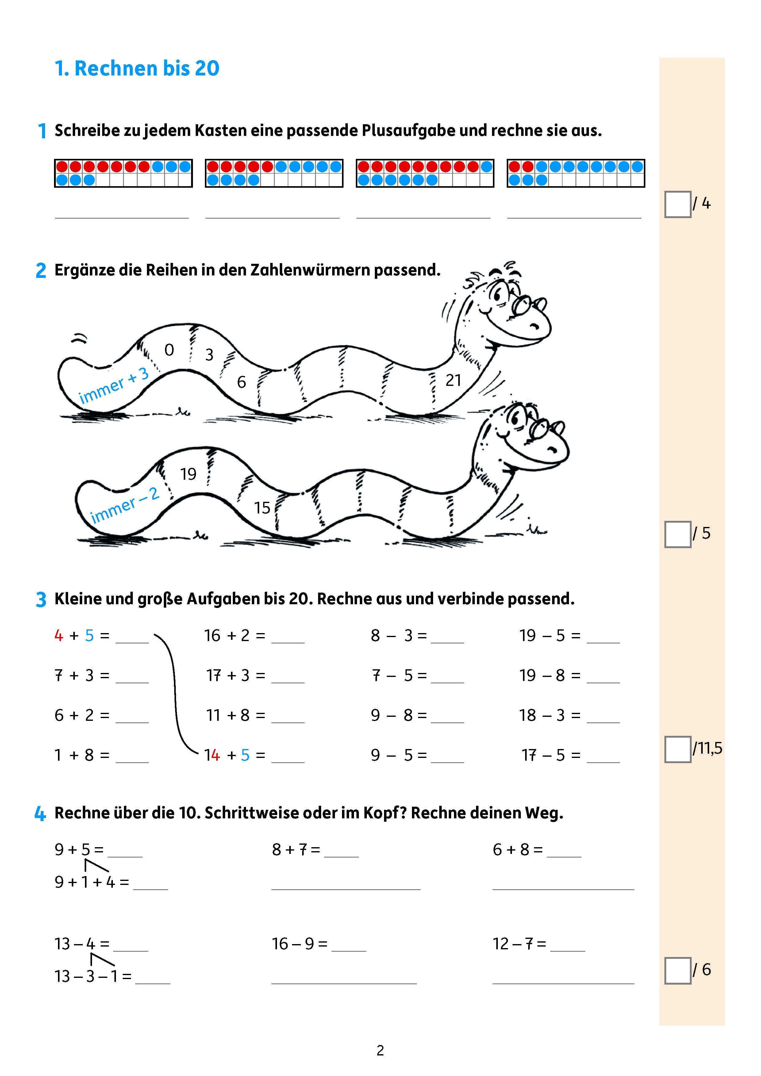 Beispielinhalt (Bild) Tests in Mathe - Lernzielkontrollen 2. Klasse