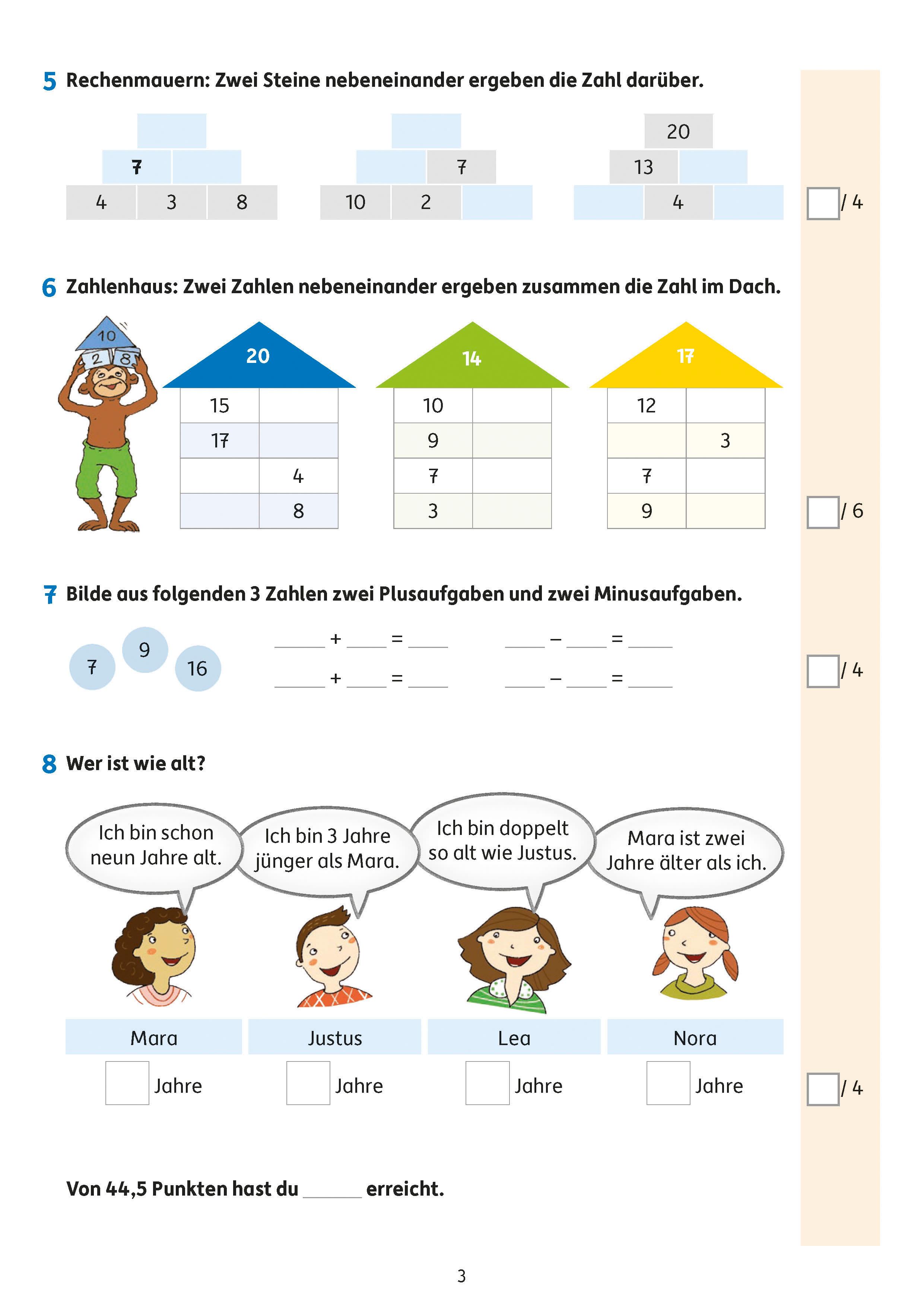 Beispielinhalt (Bild) Tests in Mathe - Lernzielkontrollen 2. Klasse