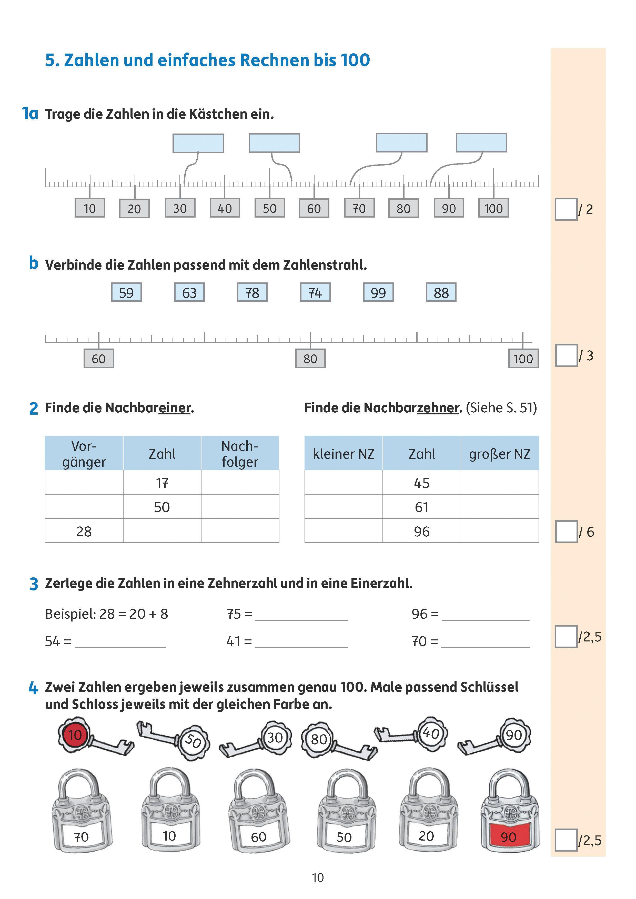 Beispielinhalt (Bild) Tests in Mathe - Lernzielkontrollen 2. Klasse