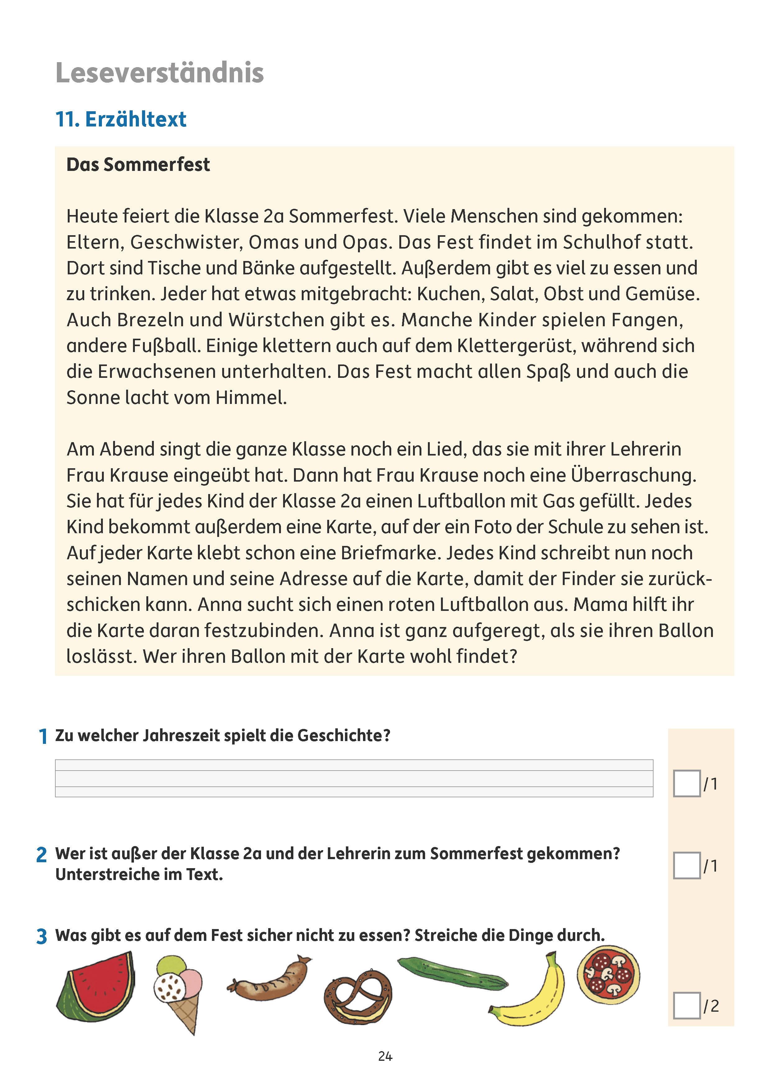 Beispielinhalt (Bild) Tests in Deutsch - Lernzielkontrollen 2. Klasse