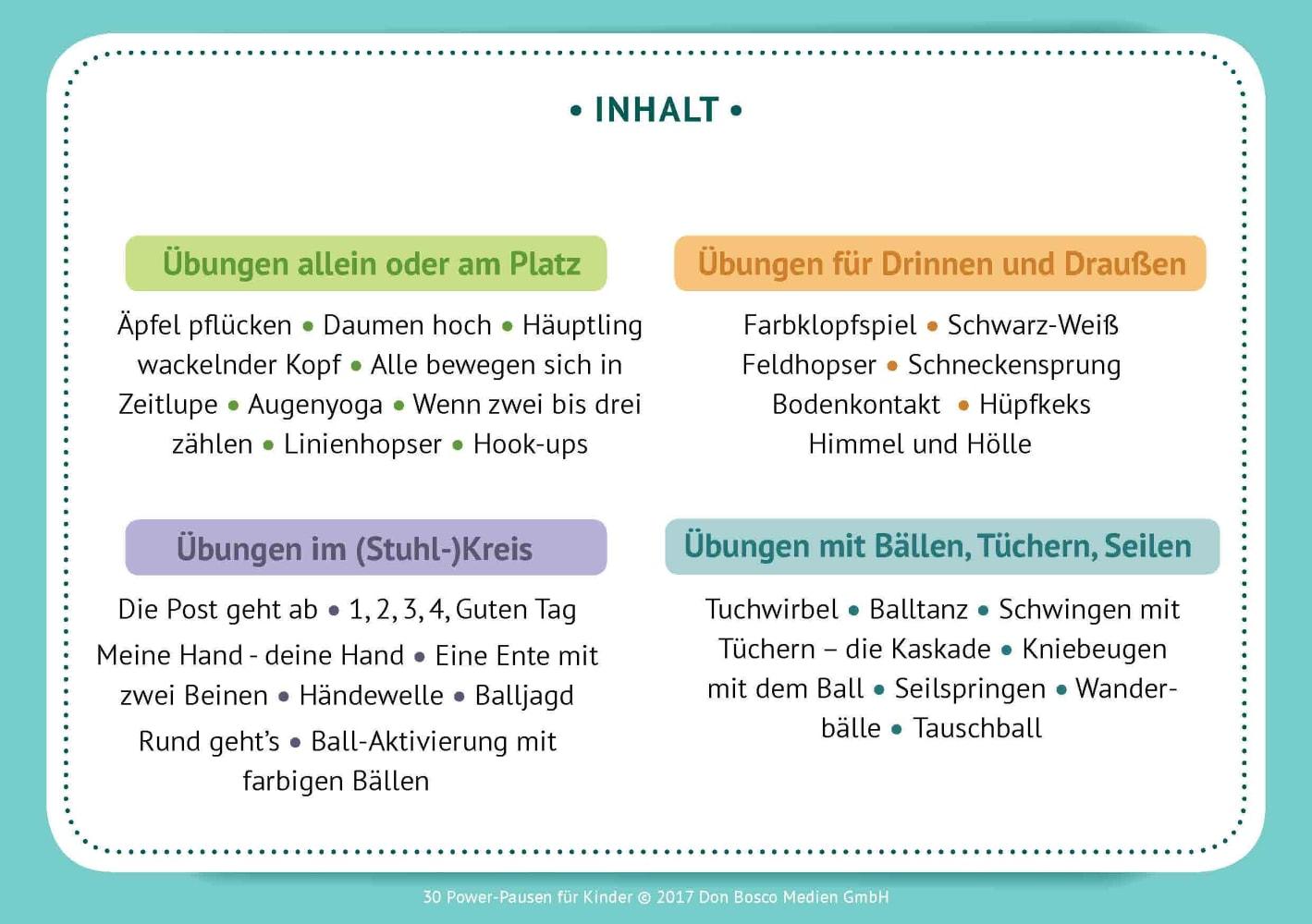 Beispielinhalt (Bild) 30 Power-Pausen für Kinder