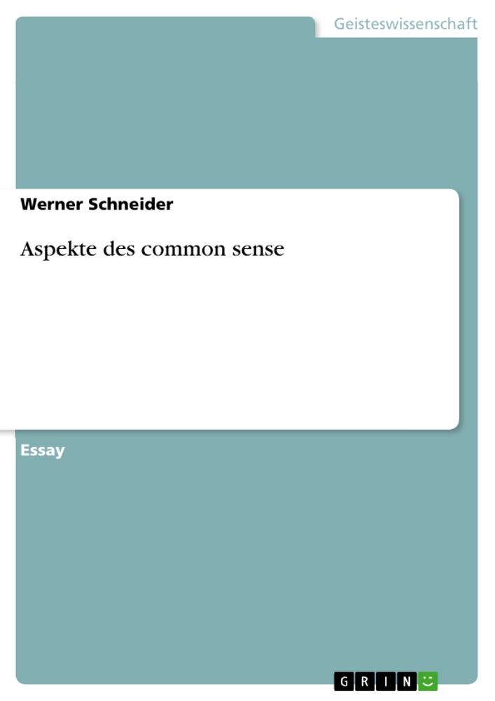 Vorderes Coverbild Aspekte des common sense
