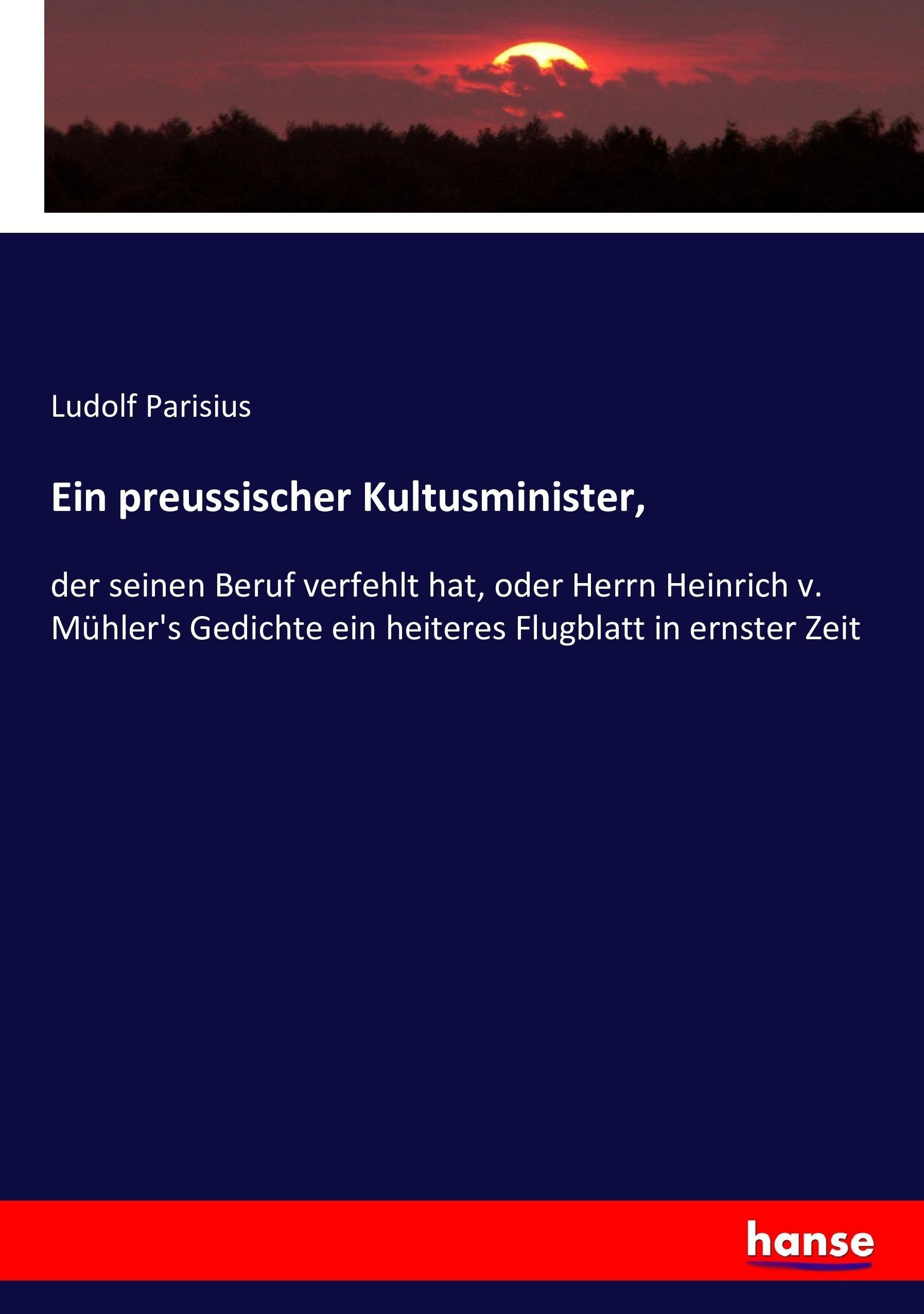 Vorderes Coverbild Ein preussischer Kultusminister,
