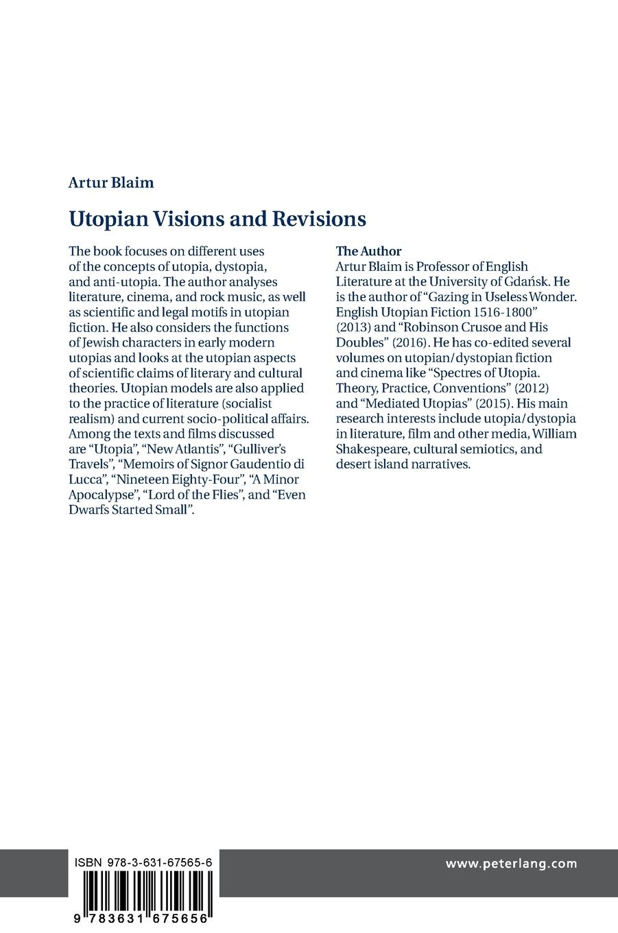 Rückseitencover Utopian Visions and Revisions