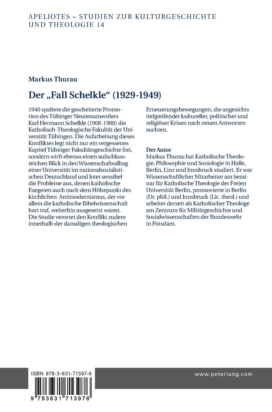 Rückseitencover Der 'Fall Schelkle' (1929-1949)