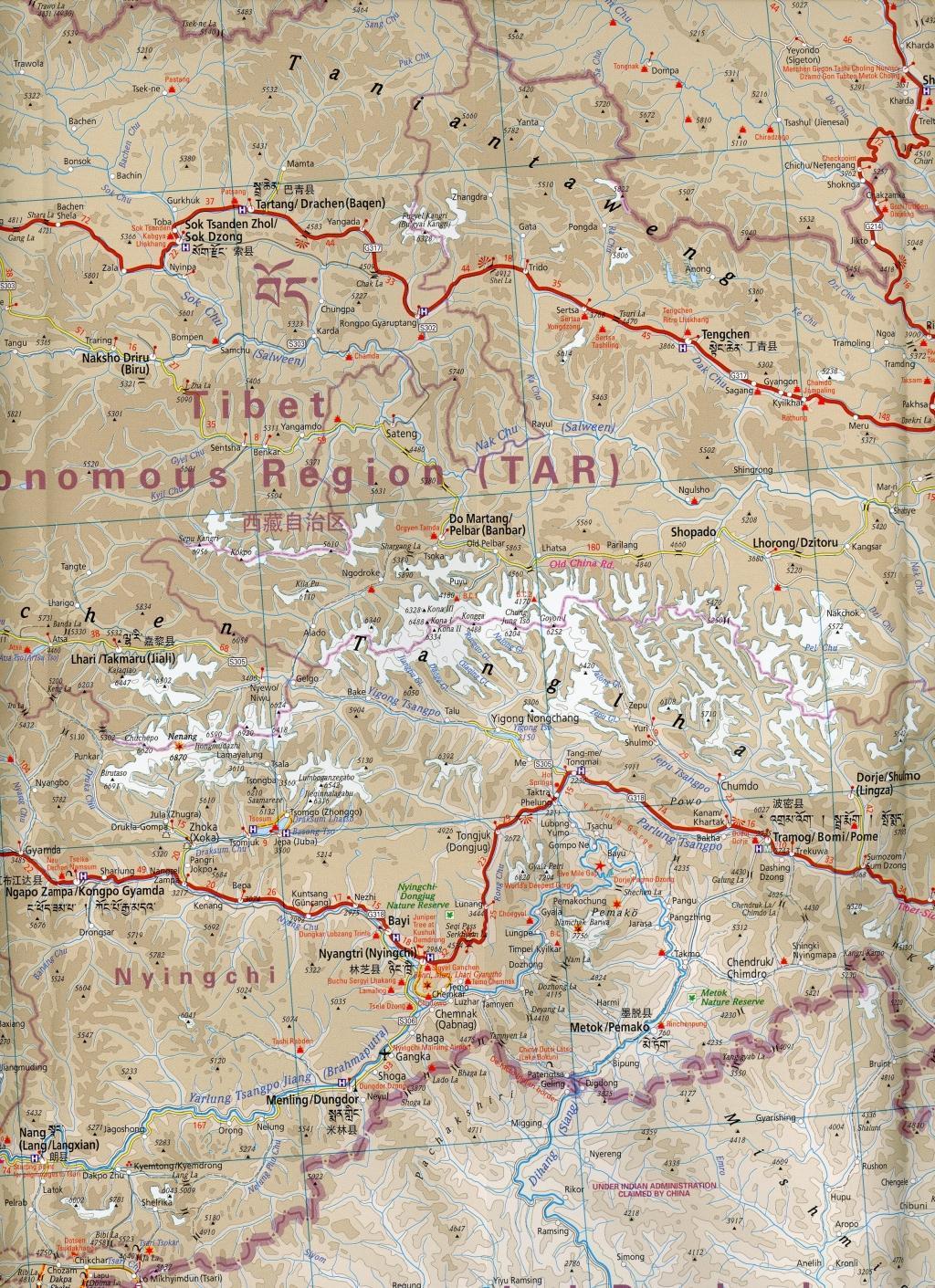 Beispielinhalt (Bild) Reise Know-How Landkarte Tibet (1:1.500.000) und Lhasa-Valley (1:50.000)