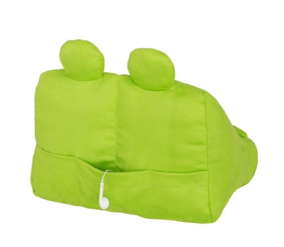 Beispielinhalt (Bild) Bookmonster Grün | Lesekissen für Bücher und Tablets | Buchständer | Tablethalter | Lesehillfe | Deutsche Ausgabe