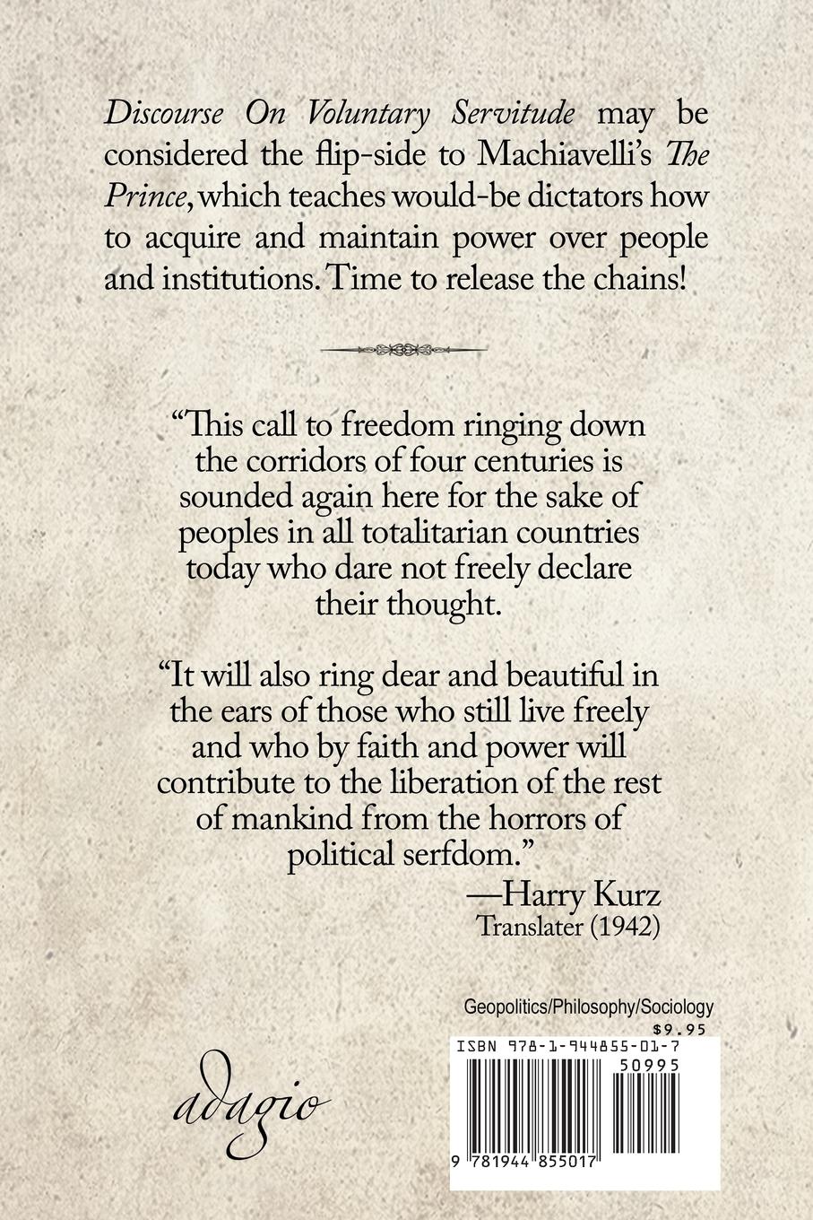 Rückseitencover Discourse on Voluntary Servitude