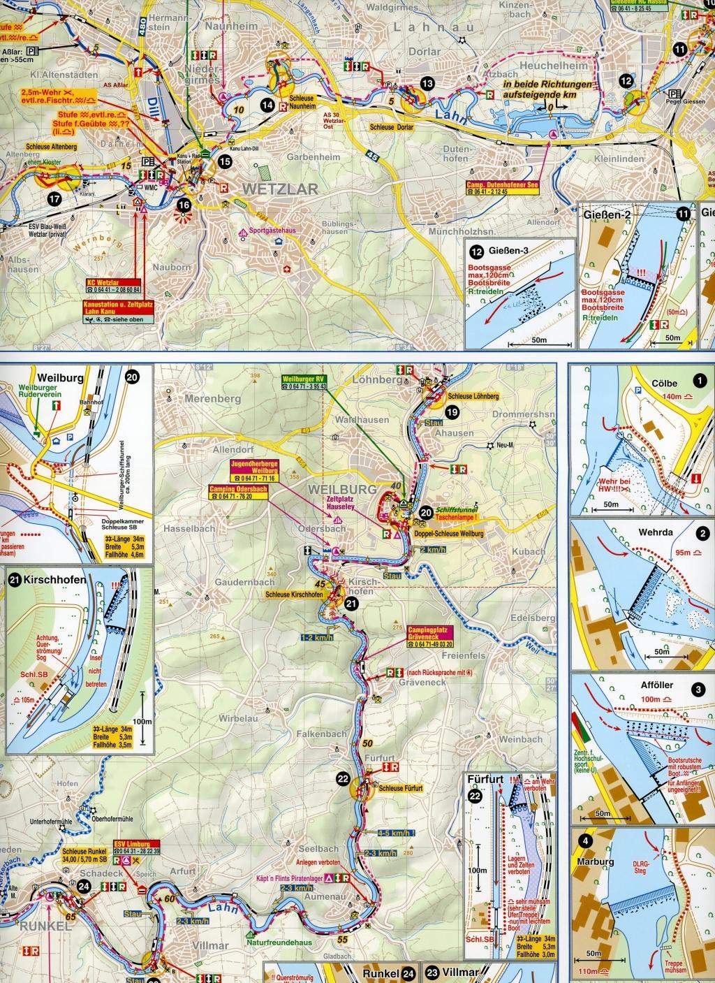 Beispielinhalt (Bild) Gewässerkarte Lahn 1:75 000