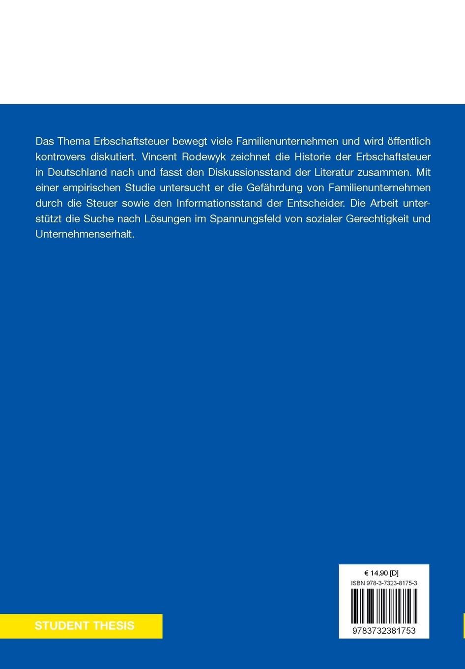 Rückseitencover Erbschaftsteuer und Familienunternehmen