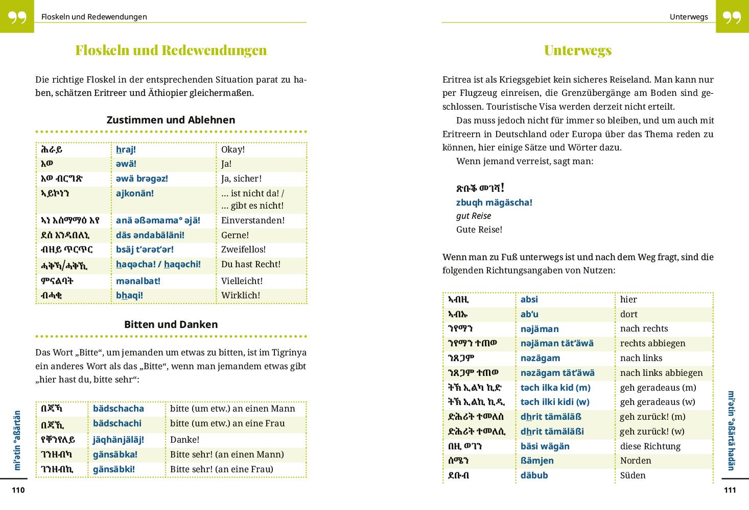 Beispielinhalt (Bild) Reise Know-How Tigrinya - Wort für Wort