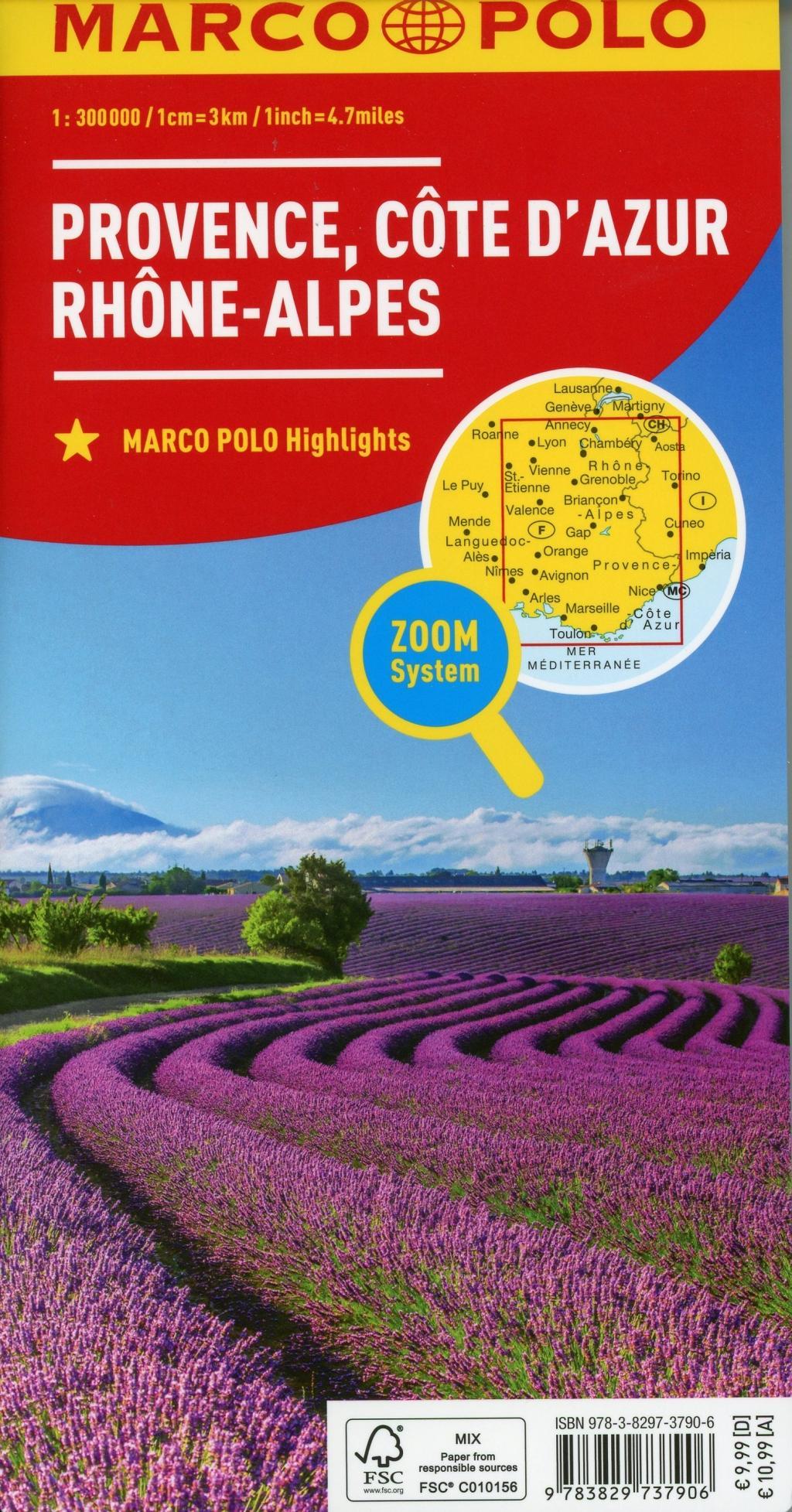 Beispielinhalt (Bild) MARCO POLO Karte Frankreich Provence, Côte d'Azur, Rhône-Alpes 1:300 000