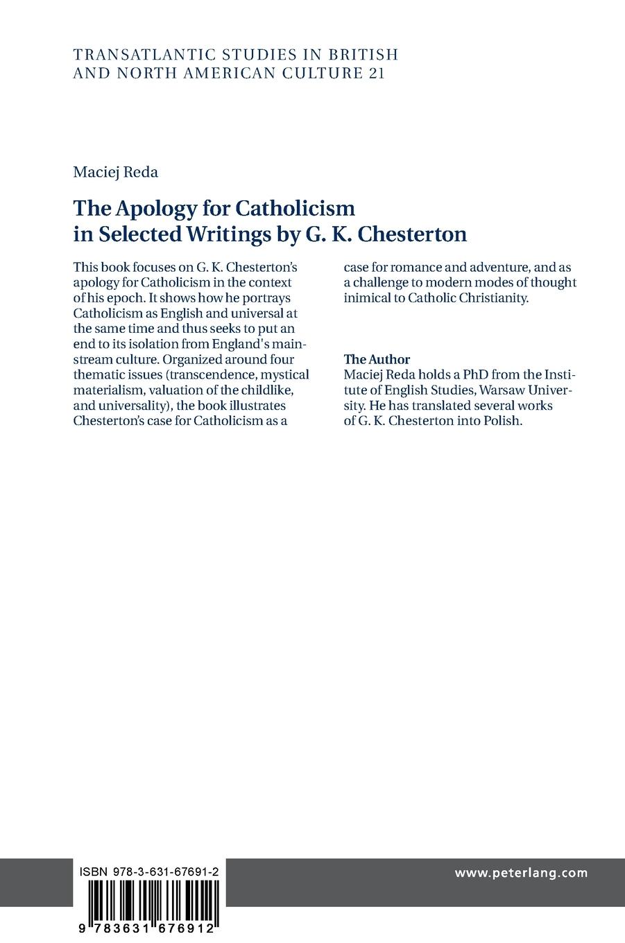 Rückseitencover The Apology for Catholicism in Selected Writings by G. K. Chesterton