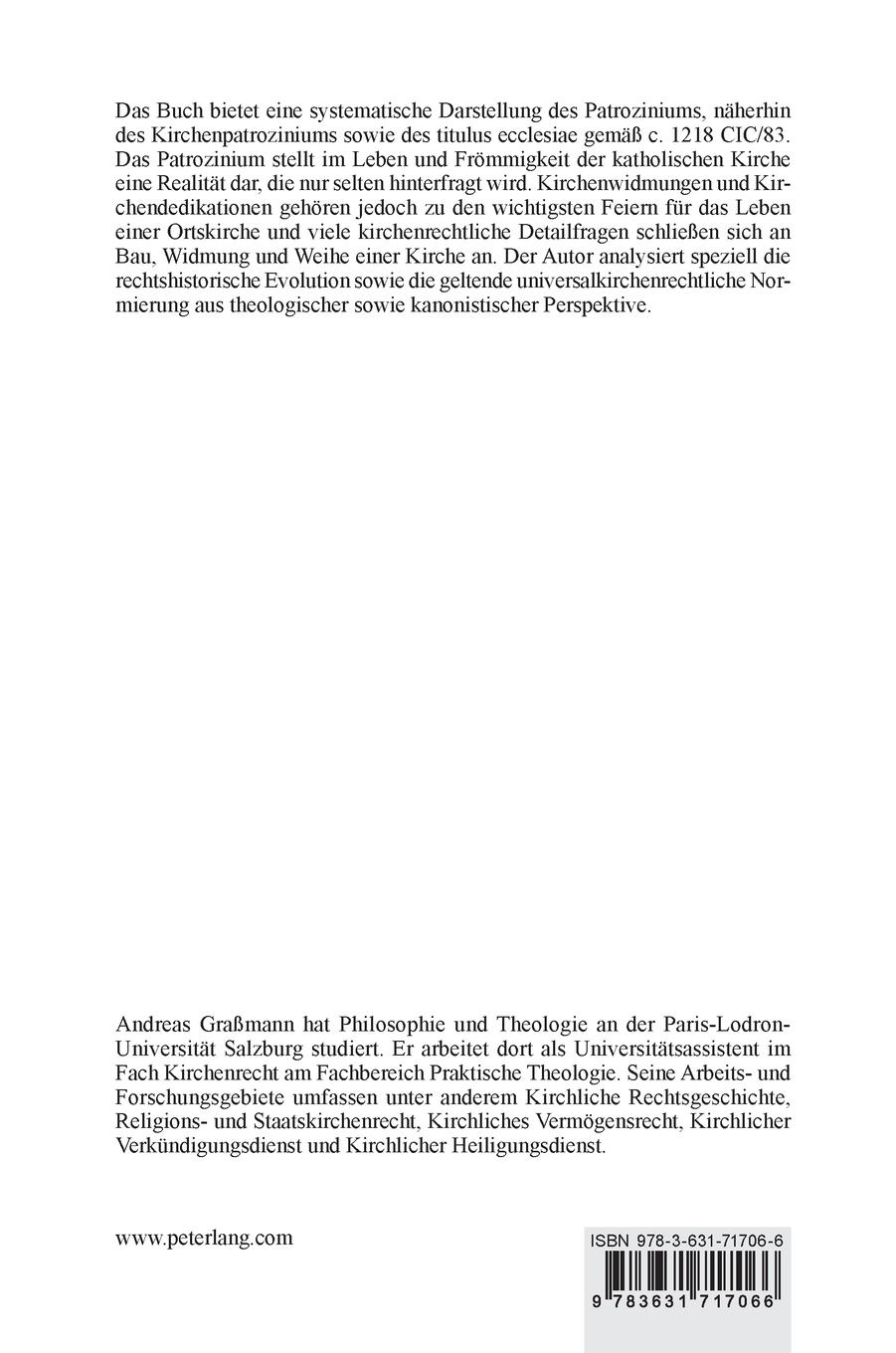 Rückseitencover Das Patrozinium